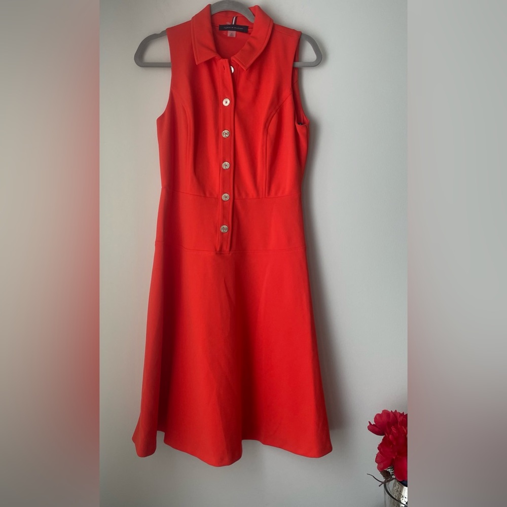 Tommy Hilfiger Orange Sleeveless Dress Size 8